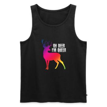 Oh Deer I'm Queer - LGBT Hirsch Gay Pride - Männer Premium Bio Tank Top - Schwarz - Vorne - AI Model Male 178 light (178cm)