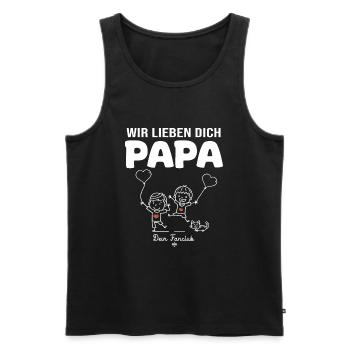 Wir lieben dich Papa dein Fanclub 2 kinder - Männer Premium Bio Tank Top - Schwarz - Vorne - Michal (187cm)