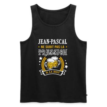 Jean-Pascal bière cadeau jean pascal fêtes - Débardeur bio Premium Homme - noir - Devant - Michal (187cm)