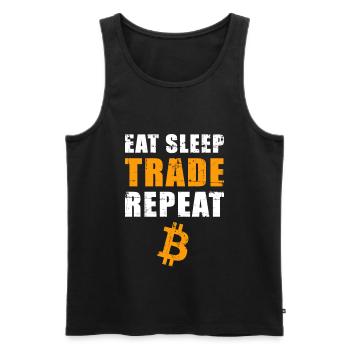 EAT SLEEP TRADE REPEAT Bitcoin Trader - Men's Premium Organic Tank Top - black - Front - Michal (187cm)