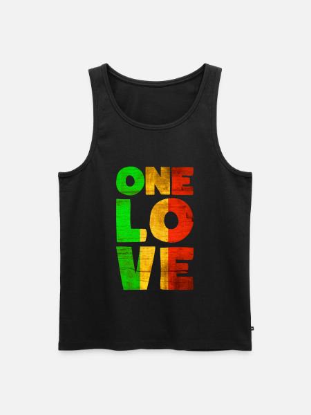Rastafari EN KÄRLEK Reggae Stil - Ekologisk premium tanktopp herr - svart