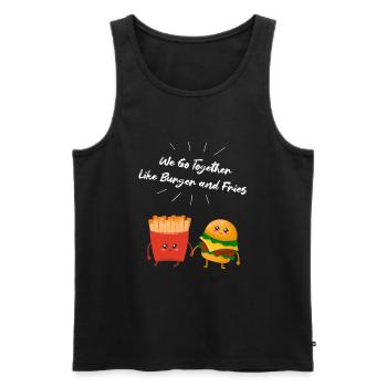 Burger & Fries Couple Cadeau pour les amateurs de frites - Débardeur bio Premium Homme - noir - Devant - Michal (187cm)