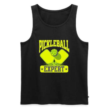 Pickleball Expert - Männer Premium Bio Tank Top - Schwarz - Vorne - Michal (187cm)