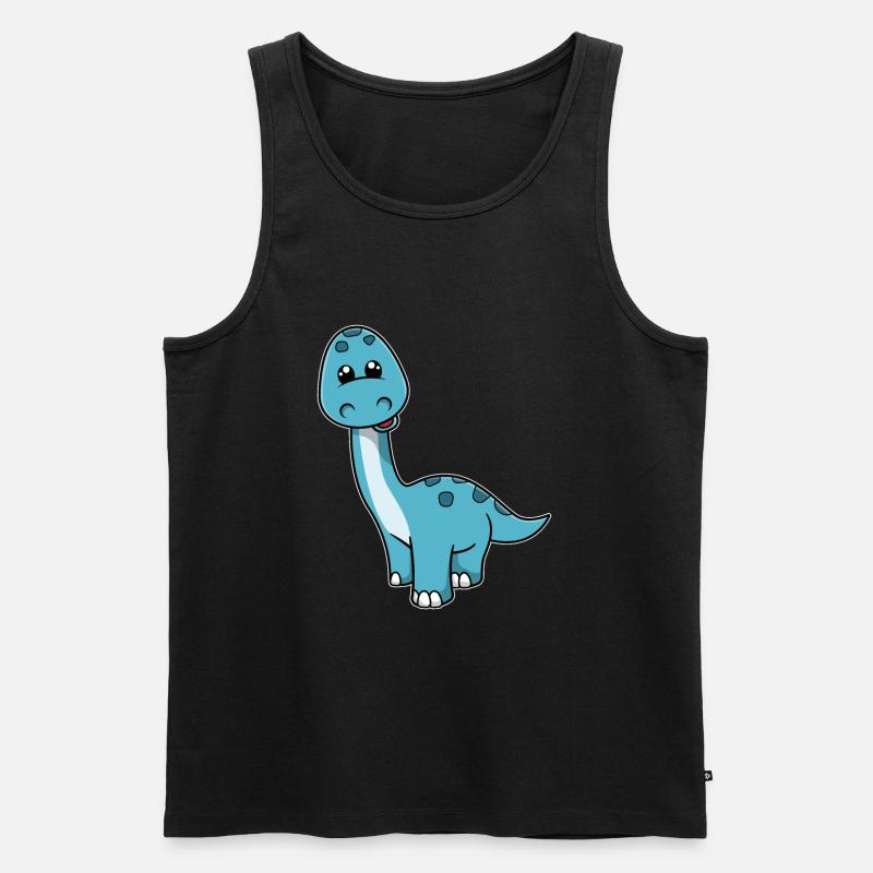 Netter Kleiner Lächelnder Dinosaurier - Männer Premium Bio Tank Top - Schwarz