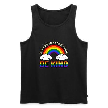 Rainbow Be Kind Soutien du Mois de la Fierté Gay Lgbtq - Débardeur bio Premium Homme - noir - Devant - AI Model Male 178 light (178cm)