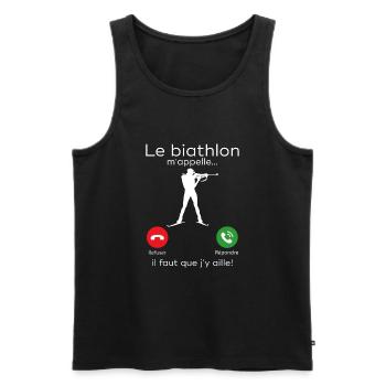 le biathlon m'appelle - Débardeur bio Premium Homme - noir - Devant - Michal (187cm)