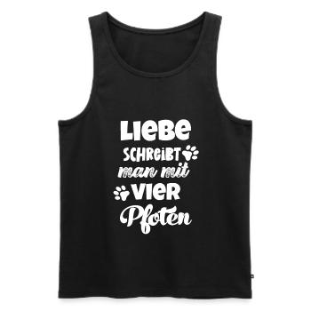 Liebe schreibt man mit vier Pfoten Hund Katzen - Männer Premium Bio Tank Top - Schwarz - Vorne - Michal (187cm)