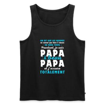 Je suis Papa beau-papa j'assure. Cadeau beau-père - Débardeur bio Premium Homme - noir - Devant - Michal (187cm)
