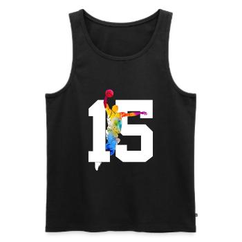 NUMMER 15 BASKETBALL 15. GEBURTSTAG - Männer Premium Bio Tank Top - Schwarz - Vorne - Michal (187cm)