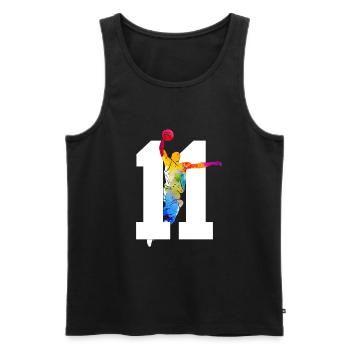 NUMMER 11 BASKETBALL 11. GEBURTSTAG - Männer Premium Bio Tank Top - Schwarz - Vorne - Michal (187cm)