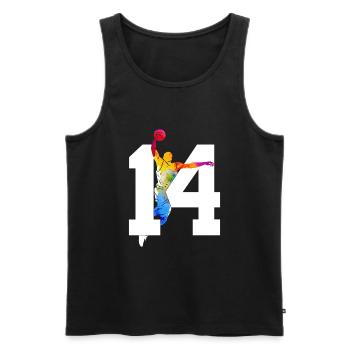 NUMBER 14 BASKETBALL 14TH BIRTHDAY - Men's Premium Organic Tank Top - black - Front - AI Model Male 178 light (178cm)