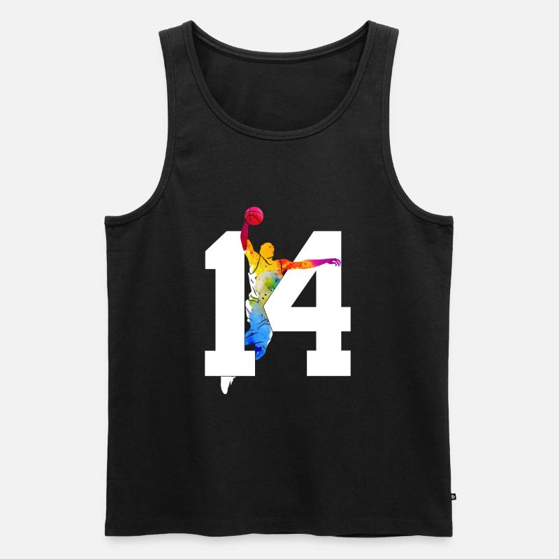 NUMMER 14 BASKETBALL 14. GEBURTSTAG - Männer Premium Bio Tank Top - Schwarz