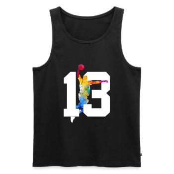 NUMMER 13 BASKETBALL 13. GEBURTSTAG - Männer Premium Bio Tank Top - Schwarz - Vorne - Michal (187cm)