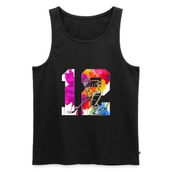 NUMMER 12 EISHOCKEY 12. GEBURTSTAG - Männer Premium Bio Tank Top - Schwarz - Vorne - Michal (187cm)