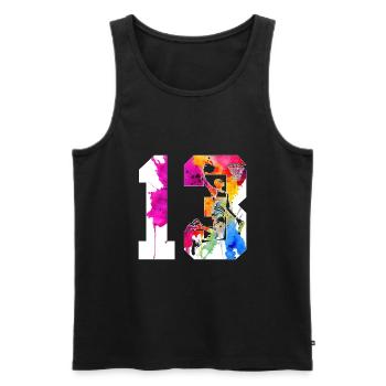 13. GEBURTSTAG BASKETBALL NUMMER 13 - Männer Premium Bio Tank Top - Schwarz - Vorne - Michal (187cm)
