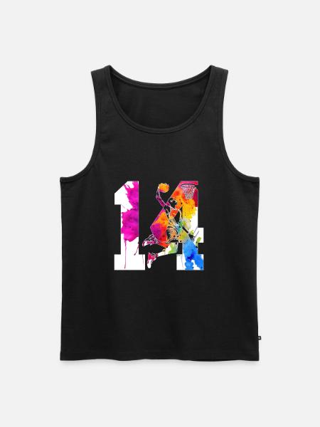 14TH BIRTHDAY BASKETBALL NUMBER 14 - Men's Premium Organic Tank Top - black