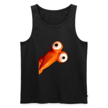 Funny orange bird with big eyes - Men's Premium Organic Tank Top - black - Front - AI Model Male 178 light (178cm)