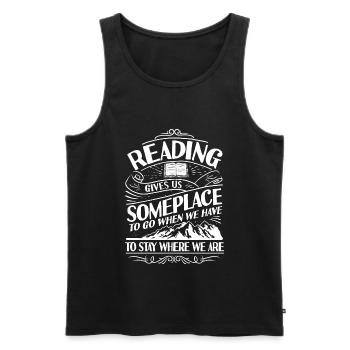 Book Books Reading Reader Librarian Bookworm - Men's Premium Organic Tank Top - black - Front - AI Model Male 178 light (178cm)