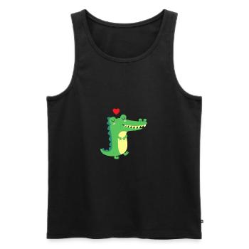 Cute Crocodile Alligator Lovely Heart Love - Männer Premium Bio Tank Top - Schwarz - Vorne - AI Model Male 178 light (178cm)