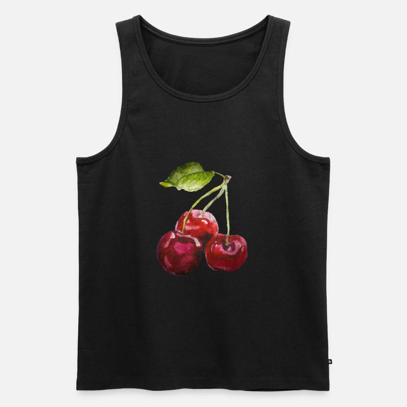 Kirsche - Männer Premium Bio Tank Top - Schwarz