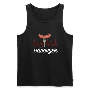 Thüringen Bratwurst Herzschlag Wurst Thüringer - Männer Premium Bio Tank Top - Schwarz - Vorne - Michal (187cm)