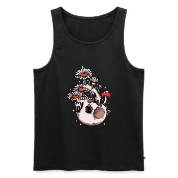 Collectionneur de champignons Skull Morel Mycologue Porcini - Débardeur bio Premium Homme - noir - Devant - AI Model Male 178 light (178cm)