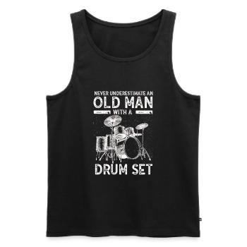 Never Underestimate An Old Man With A Drum Set - Men's Premium Organic Tank Top - black - Front - Michal (187cm)