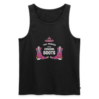Forget Glass Slippers Princess Wears Cowboy Boots - Men's Premium Organic Tank Top - black - Front - AI Model Male 178 light (178cm)