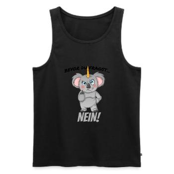 Bevor du fragst, NEIN! Freches Einhorn, Böser - Männer Premium Bio Tank Top - Schwarz - Vorne - Michal (187cm)