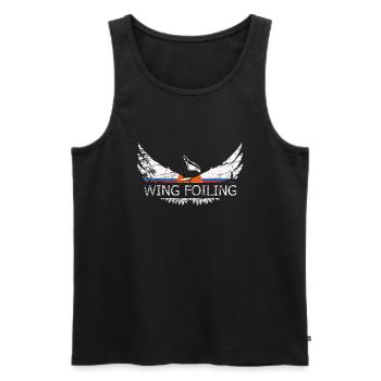 Wing Foiling or Wing Surf and Wing surfing Design - Men's Premium Organic Tank Top - black - Front - AI Model Male 178 light (178cm)