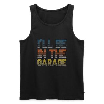Je serai dans le garage vintage - Débardeur bio Premium Homme - noir - Devant - Michal (187cm)