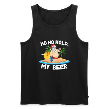 Xmas In July Tropical Beach Vacation Party - Men's Premium Organic Tank Top - black - Front - AI Model Male 178 light (178cm)