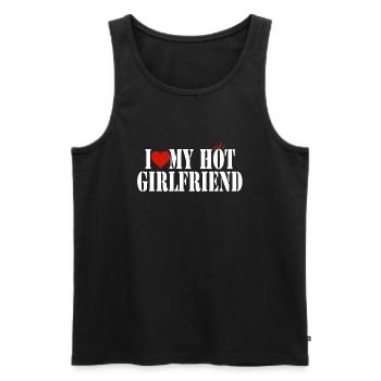 I Love My Hot Girlfriend Shirt I Heart My GF - Männer Premium Bio Tank Top - Schwarz - Vorne - AI Model Male 178 light (178cm)