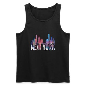 New York Skyline Heartbeat Statue de la Liberté - Débardeur bio Premium Homme - noir - Devant - Michal (187cm)
