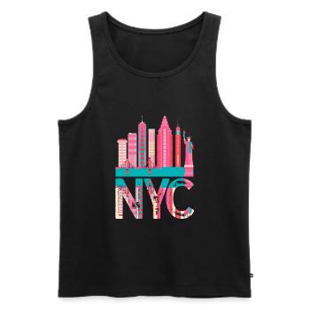 New York Skyline Heartbeat Statue de la Liberté - Débardeur bio Premium Homme - noir - Devant - Michal (187cm)
