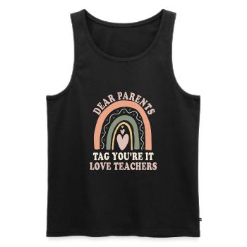 Chers parents Tag You Are It Love Enseignants - Débardeur bio Premium Homme - noir - Devant - AI Model Male 178 light (178cm)