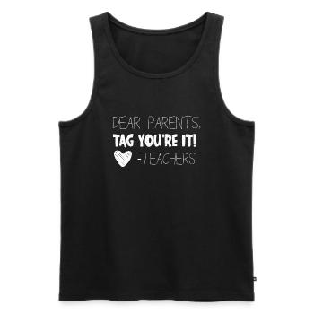 Chers parents Tag You Are It Love Enseignants - Débardeur bio Premium Homme - noir - Devant - AI Model Male 178 light (178cm)