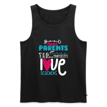 Chers parents Tag You Are It Love Enseignants - Débardeur bio Premium Homme - noir - Devant - AI Model Male 178 light (178cm)