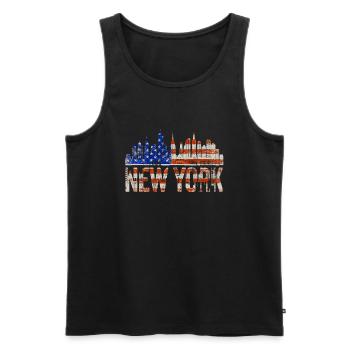 New York Skyline Heartbeat Statue de la Liberté - Débardeur bio Premium Homme - noir - Devant - AI Model Male 178 light (178cm)