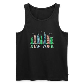New York Skyline Heartbeat Statue de la Liberté - Débardeur bio Premium Homme - noir - Devant - AI Model Male 178 light (178cm)