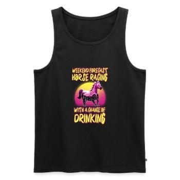 Weekend Forecast Horse Racing Chance of Drinking - Men's Premium Organic Tank Top - black - Front - AI Model Male 178 light (178cm)