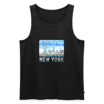 New York Skyline Heartbeat Statue de la Liberté - Débardeur bio Premium Homme - noir - Devant - AI Model Male 178 light (178cm)