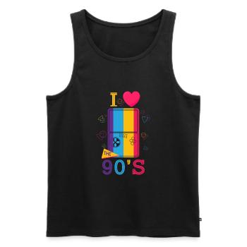 Années 1990 90 I Heart Nineties I Love the 90's Old - Débardeur bio Premium Homme - noir - Devant - AI Model Male 178 light (178cm)