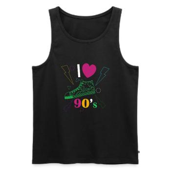 Années 1990 90 I Heart Nineties I Love the 90's Old - Débardeur bio Premium Homme - noir - Devant - AI Model Male 178 light (178cm)