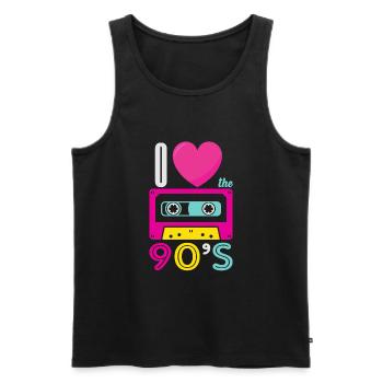 Années 1990 90 I Heart Nineties I Love the 90's Old - Débardeur bio Premium Homme - noir - Devant - AI Model Male 178 light (178cm)