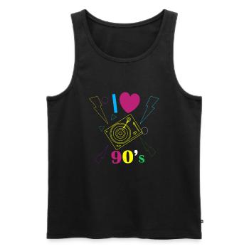 Années 1990 90 I Heart Nineties I Love the 90's Old - Débardeur bio Premium Homme - noir - Devant - AI Model Male 178 light (178cm)