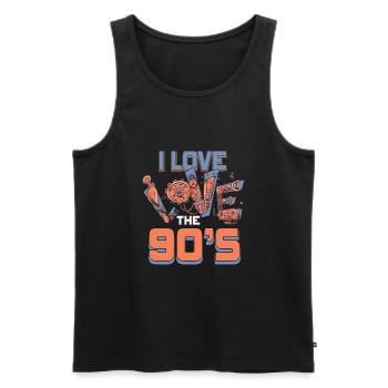 1990's 90s I Heart Nineties I Love the 90's Old - Männer Premium Bio Tank Top - Schwarz - Vorne - Michal (187cm)