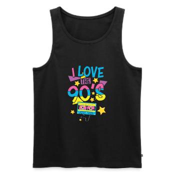 1990's 90s I Heart Nineties I Love the 90's Old - Männer Premium Bio Tank Top - Schwarz - Vorne - Michal (187cm)