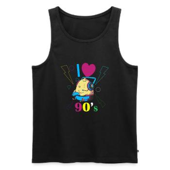 Années 1990 90 I Heart Nineties I Love the 90's Old - Débardeur bio Premium Homme - noir - Devant - AI Model Male 178 light (178cm)