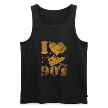 Années 1990 90 I Heart Nineties I Love the 90's Old - Débardeur bio Premium Homme - noir - Devant - AI Model Male 178 light (178cm)